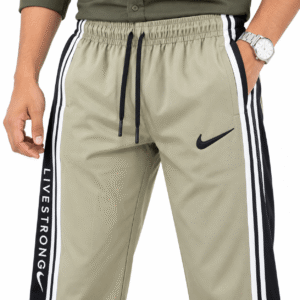 Men's Beige Track Pant with Side Stripes – Night Wear Lower