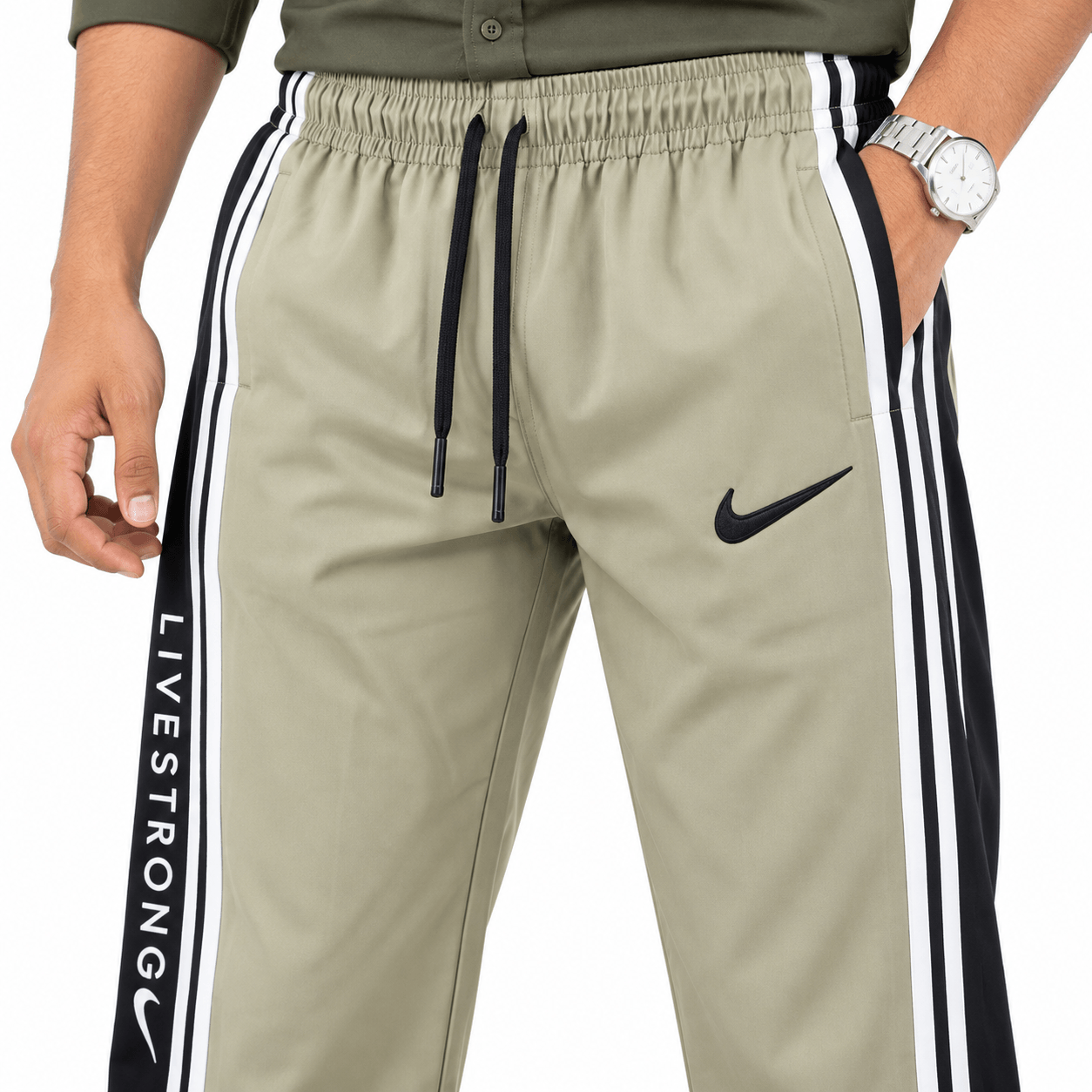 Men's Beige Track Pant with Side Stripes – Night Wear Lower